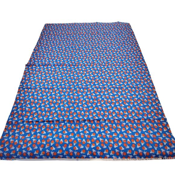 Basketball Fabric 30x44 Hi-Fashion Cotton Sports Balls Hoops Blue Quilting Craft - Picture 3 of 11